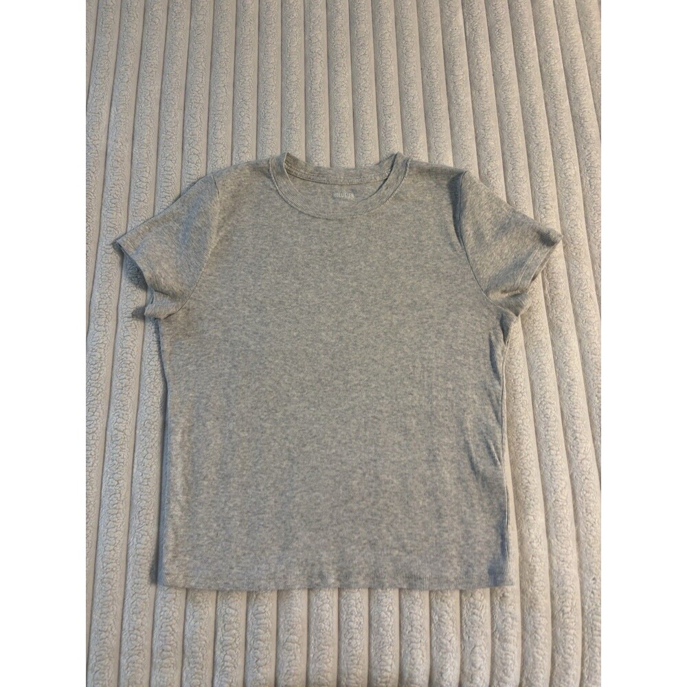 Hollister Ribbed Baby T Shirt Women’s XL Light Heather Gray Basic Layering BTS